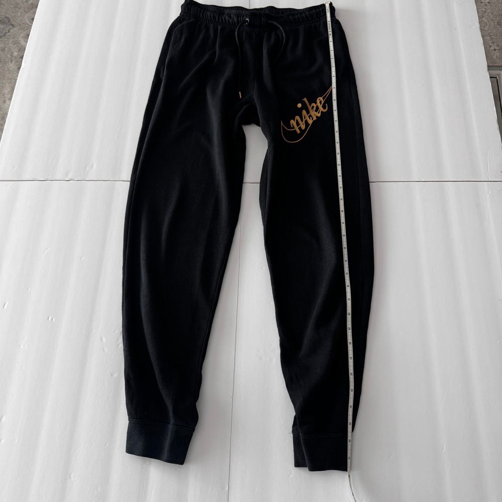 Nike Women's Black Velour Jogger Pants Small Gold Script Swoosh Y2K  RN56323